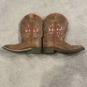 SMOKY MOUNTAIN BOOTS Kids 13 Western Cowboy Boots, Brown Red White & Blue USA!